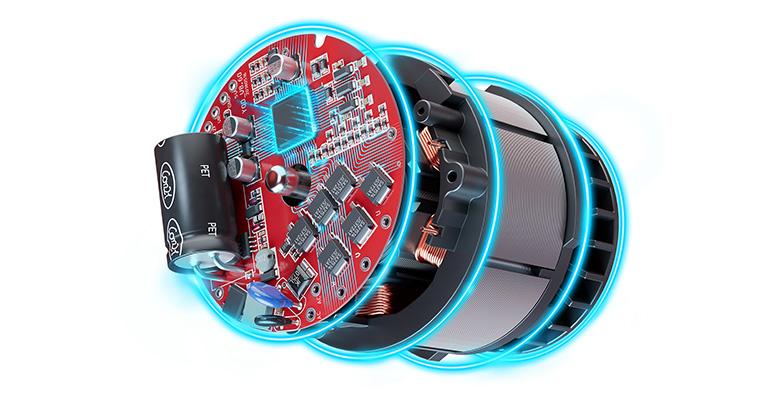 Graphic representation of the technology of an Einhell PurePOWER brushless motor.